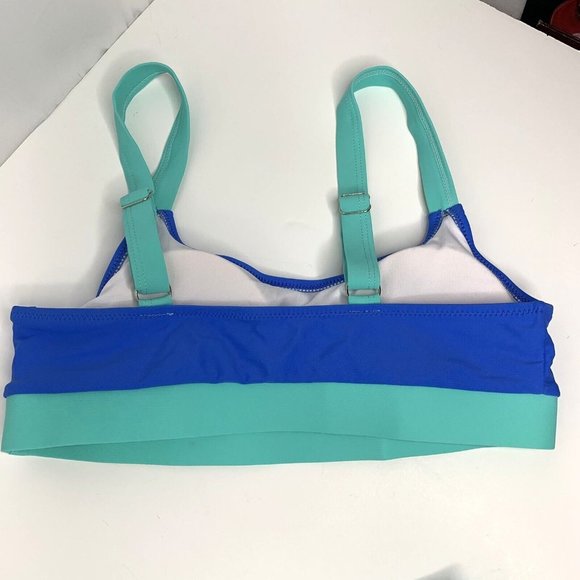 Womens High Waisted Cheeky Bikini Swimsuit Size Small Blue Teal - Picture 10 of 12